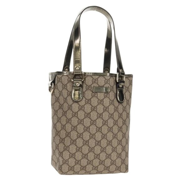 GUCCI GG Supreme Tote Bag PVC Leather Beige Silver 189897 Auth yk19708V - Picture 2 of 16